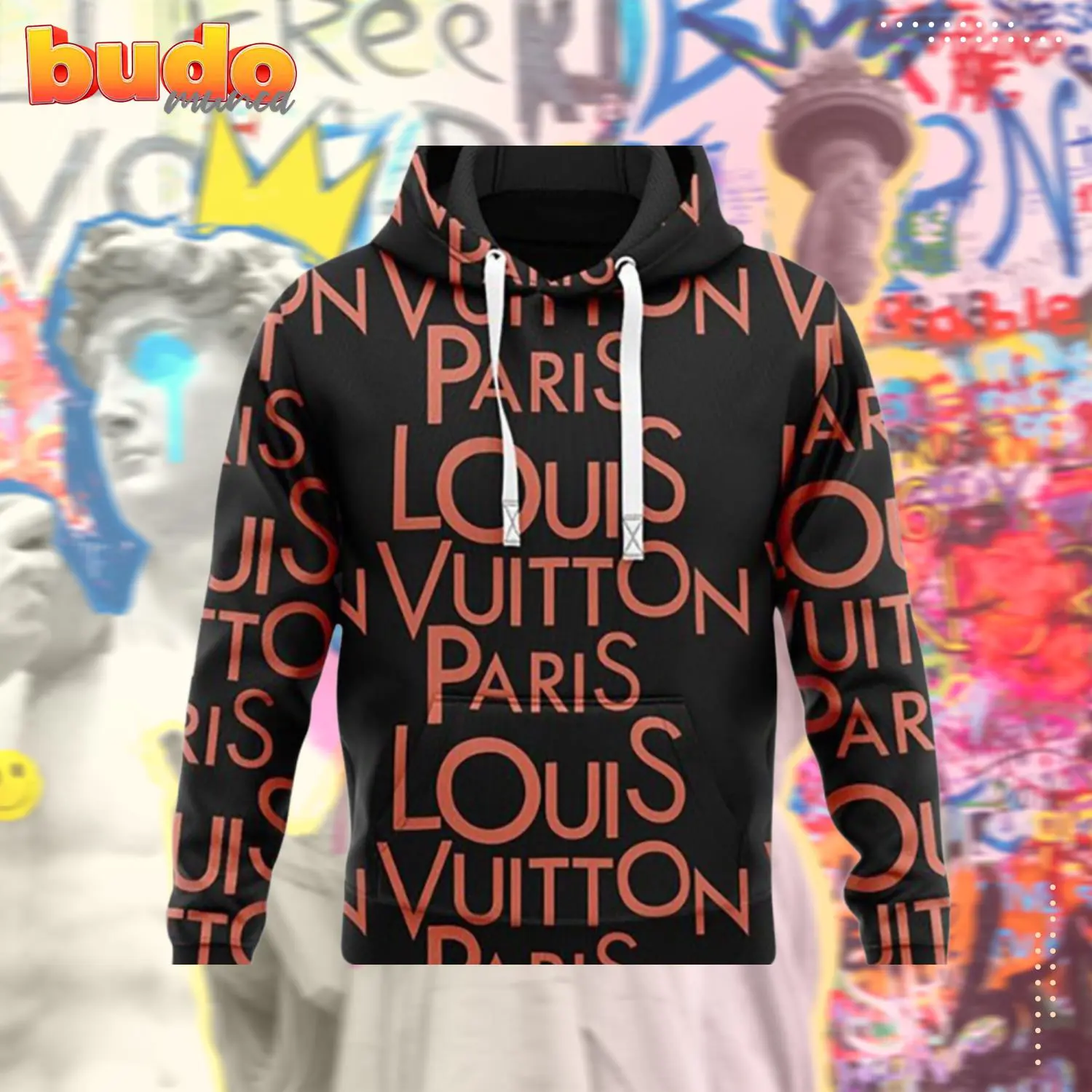 Louis vuitton red logo unisex hoodie for men women luxury brand - hot new